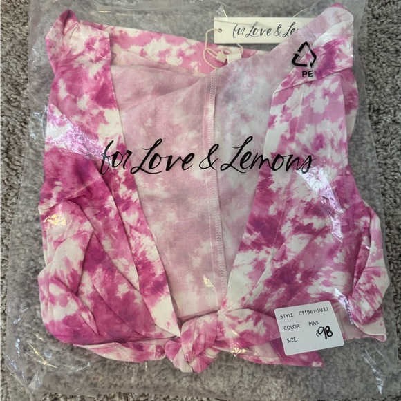 For Love And Lemons Pink Tie-Front Button Down Shirt - Picture 6 of 6